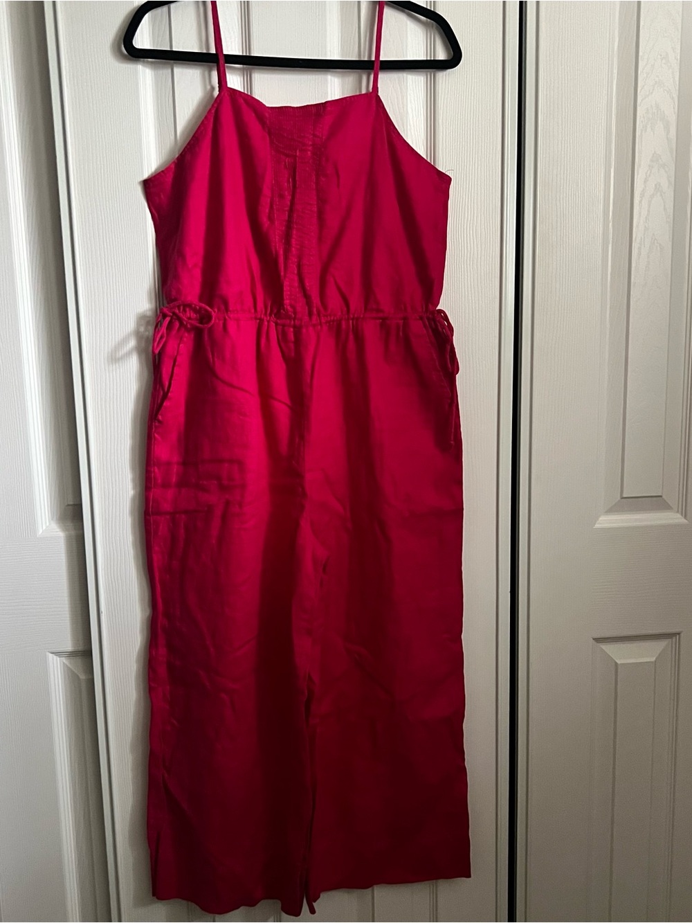 Magaschoni Fuchsia Linen Jumpsuit, Wide leg, Size M, with Pockets
